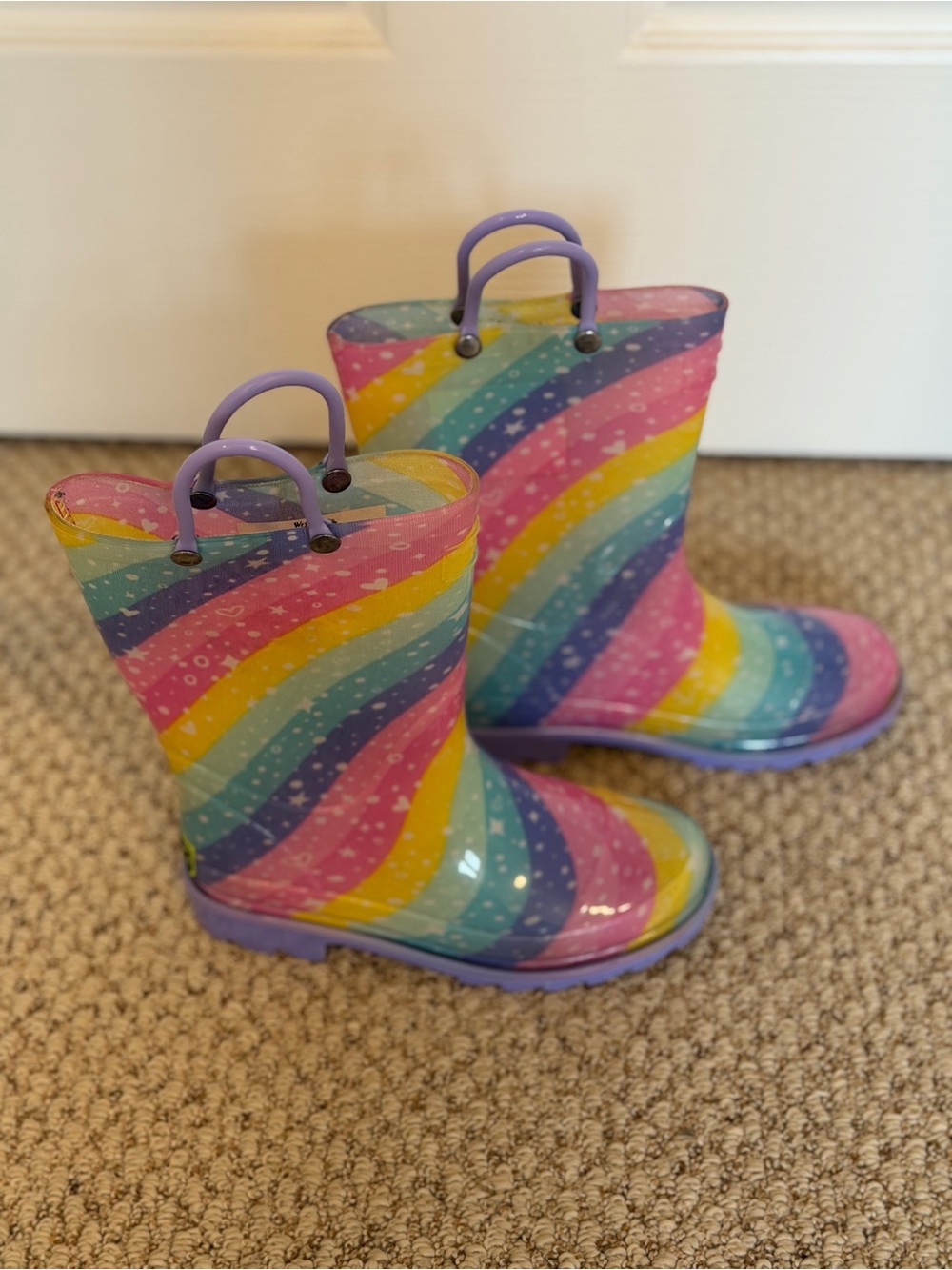 Western Chief Rain Boots with Purple Handles Size 12